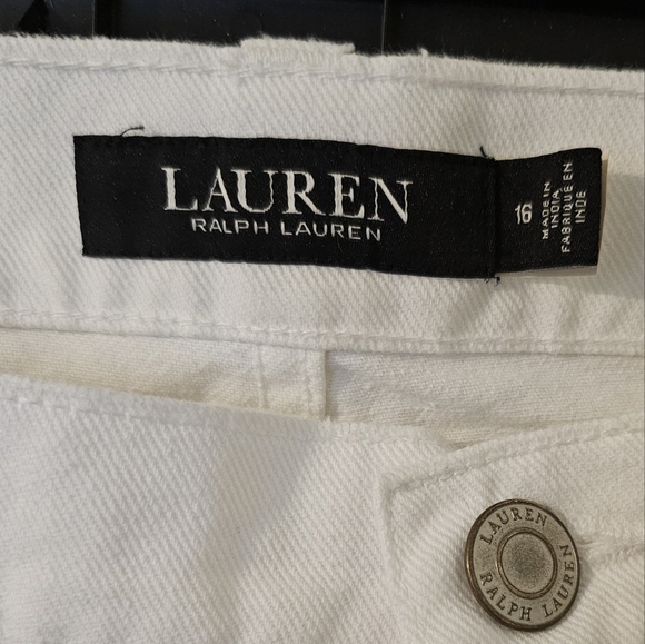 Lauren Ralph Lauren Women's White Eyelet Jeans Relaxed Taper Size 16 - Picture 6 of 9